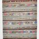 5x7 Gray & Green Pinstriped Turkish Kilim Rug, 147x218Cm