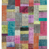 Tapis de patchwork turc surteint fait à la main 203 cm x 301 cm multicolor patchwork