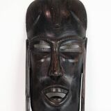 African Mask Hand Craved In Dark Wood From West Africa
