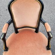 Louis XV style armchair in French pink beige velvet