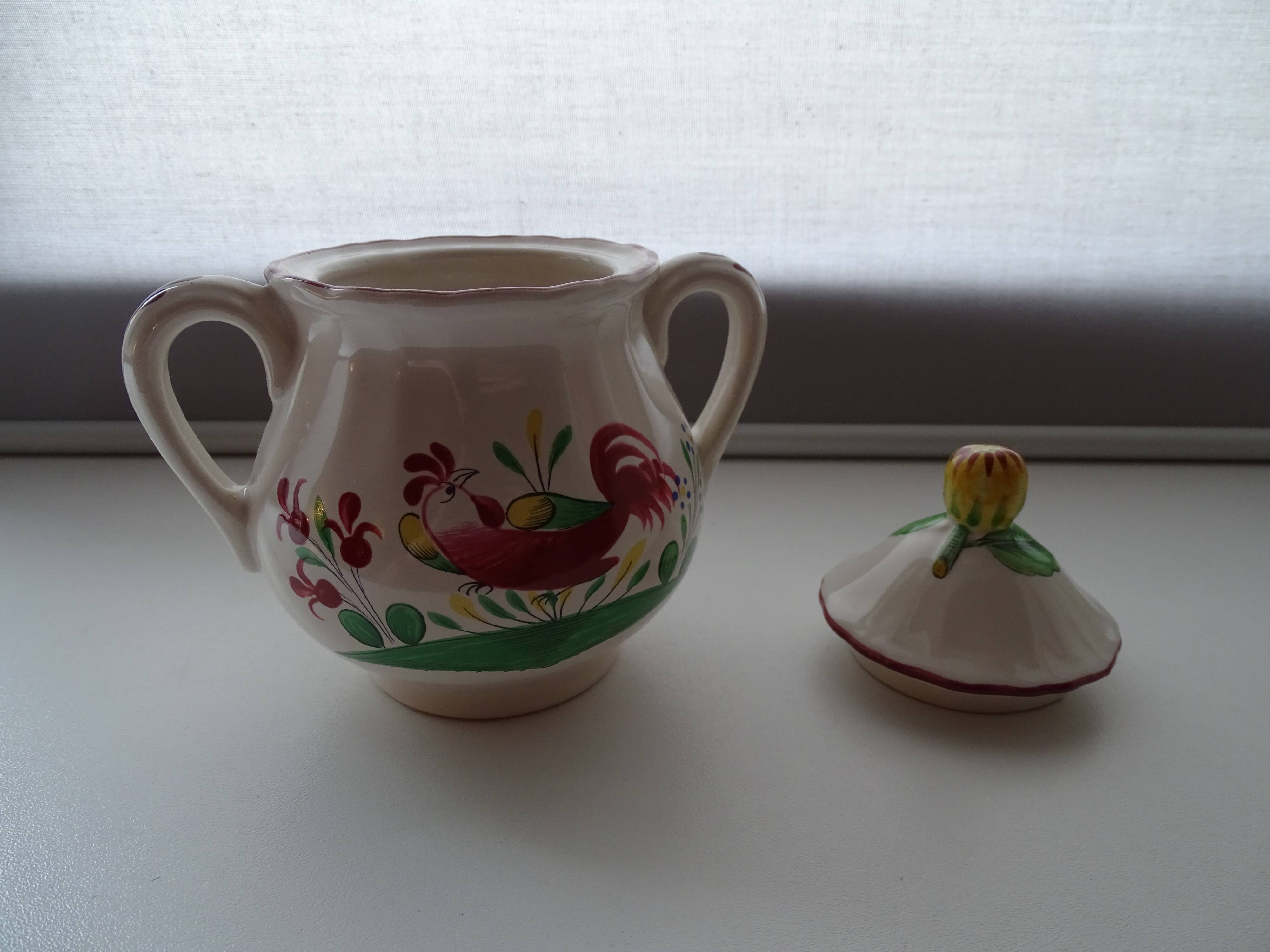 Faience sweetening St Clément France - Rooster decoration