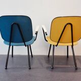Ensemble de deux fauteuils jaune et bleu années 50/60