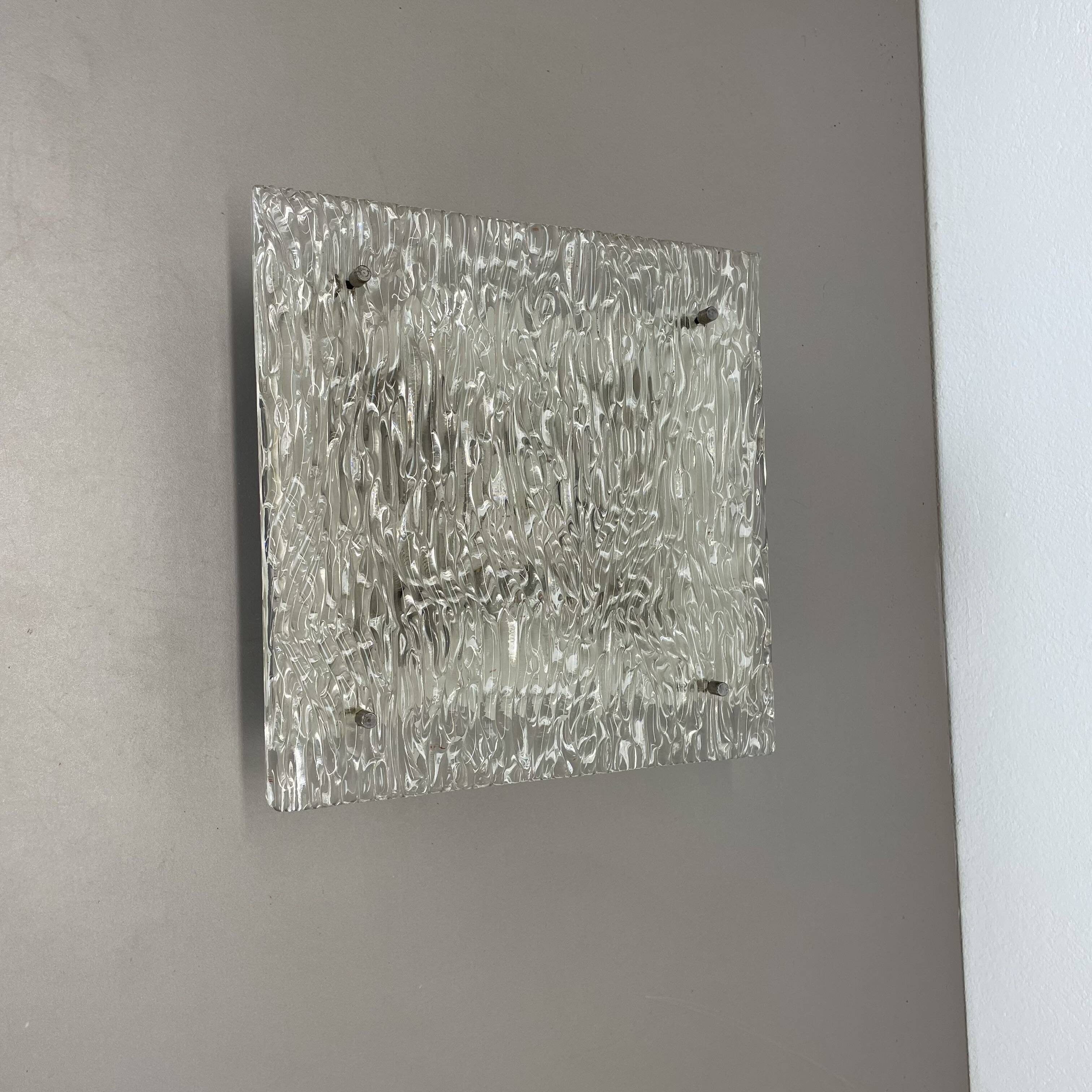 Large organic Hollywood Regency Ice Glass Wall Light Made by Kalmar Lights