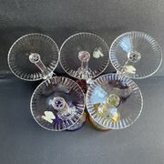 Josephinenhütte - red wine glasses (5) - Art Nouveau - Cut and engraved Crystal Roemer