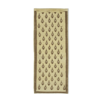 1950s hand-knotted unique turkish beige rug 88 cm x 215 cm