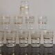 Set of 5 water glasses and 5 aperitif glasses with granite decorations and gold edging from the 1950s