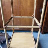 Vintage rattan and glass shelf