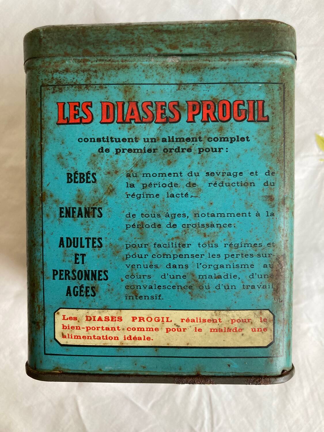 Diase Progil decorated metal box
