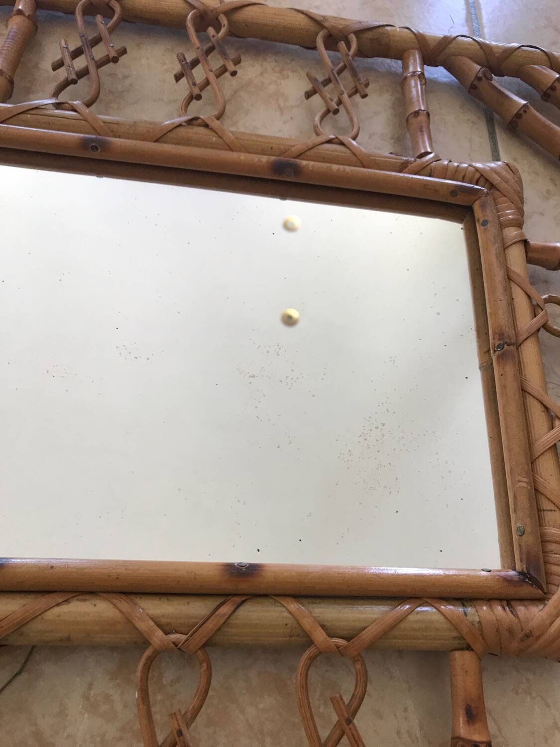 Bamboo rattan mirror design 1960 Chinoiserie