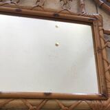 Miroir en rotin bambou design 1960 chinoiserie