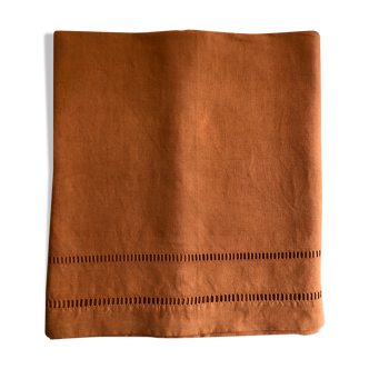 Antique linen and cotton towel dyed terracotta