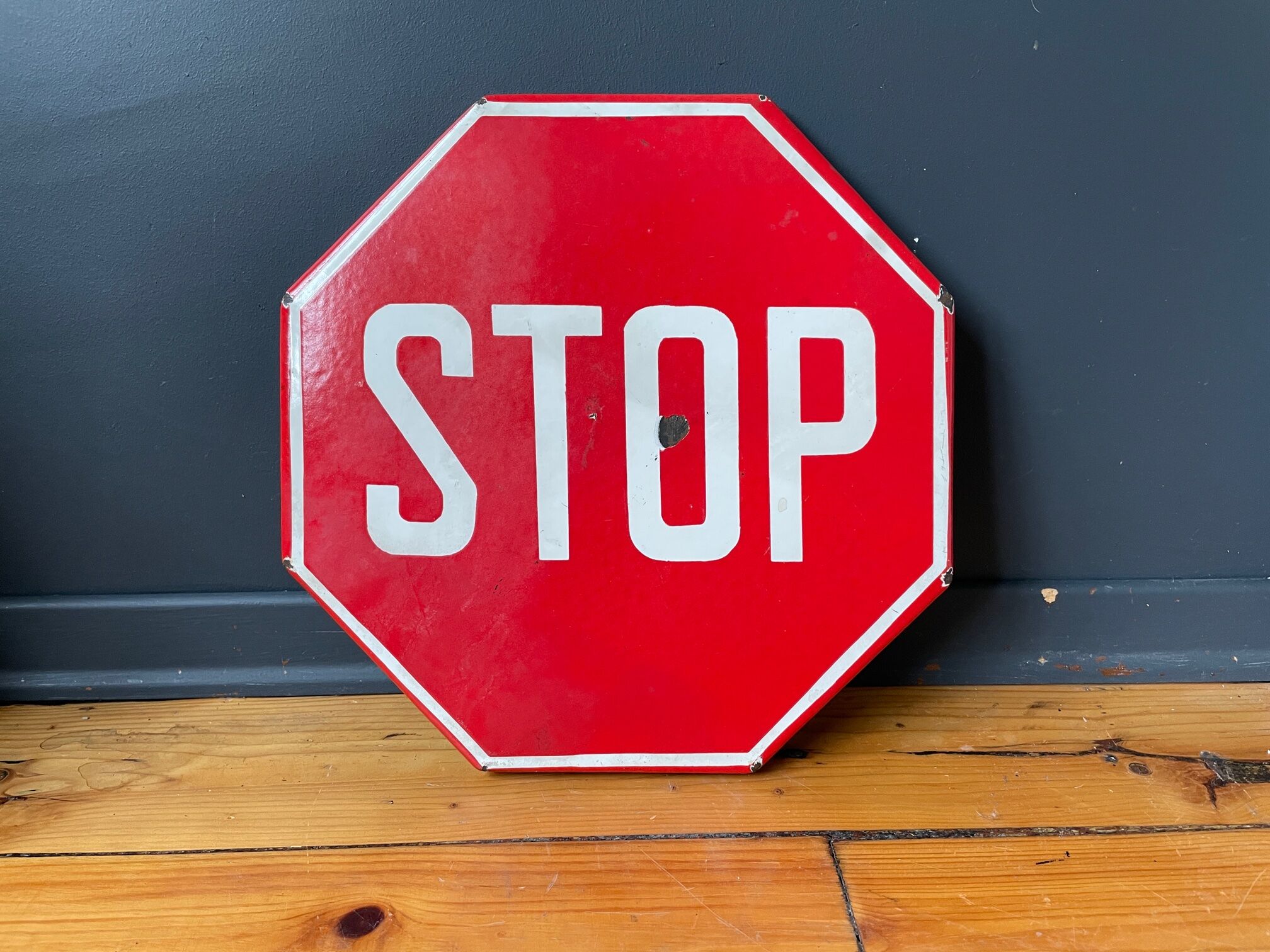 Stop red traffic sign original 1970's driving school sign man cave