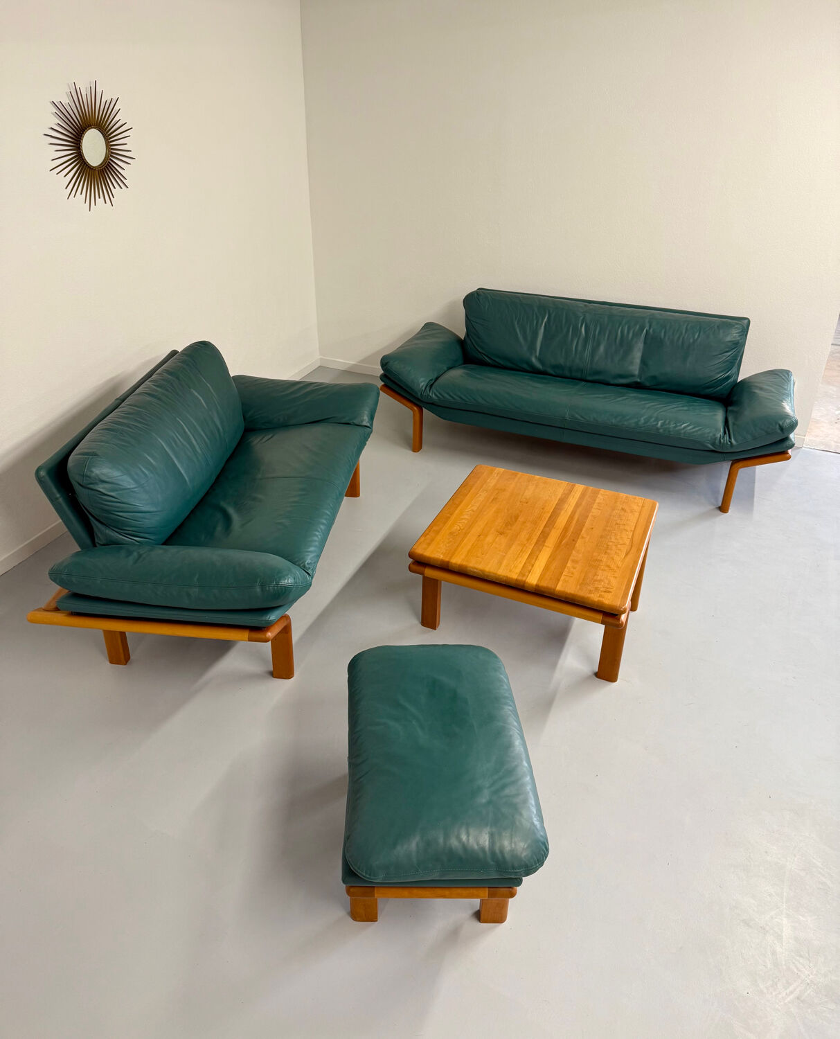 Salon complet canapé cuir teck design scandinave Komfort Danish