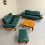 Salon complet canapé cuir teck design scandinave Komfort Danish