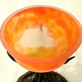 Art-Nouveau ring in glass paste on bronze frame in perfect condition