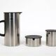 Ensemble Stelton / Erik Magnussen “EM 77” avec thermos, cruche à lait et sucrier / Acier inoxydable / 0,5 L / Design danois moderne
