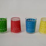 Set of 4 colorful 70s water glasses