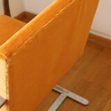 Chrome-plated metal and orange fabric armchair, 1970