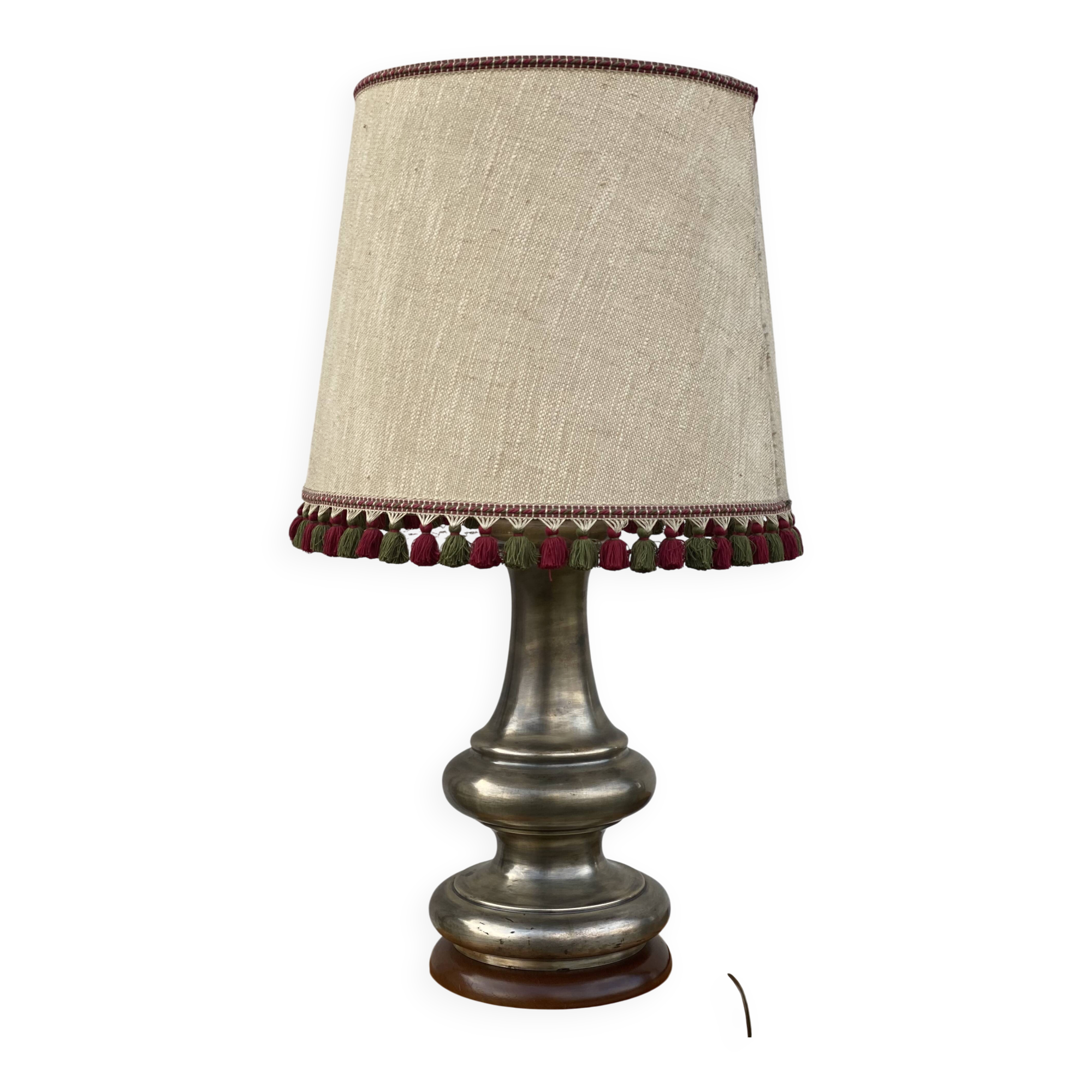 Large vintage patinated metal lamp from the 1970s.