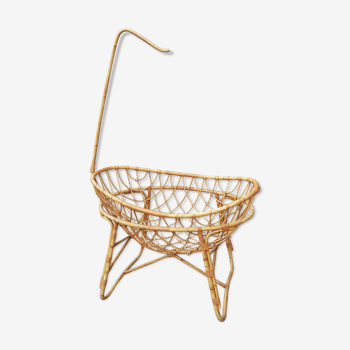 Vintage antique rattan cradle