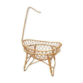 Vintage antique rattan cradle