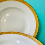 Lot 6 GDA white hollow plates golden edge 50s