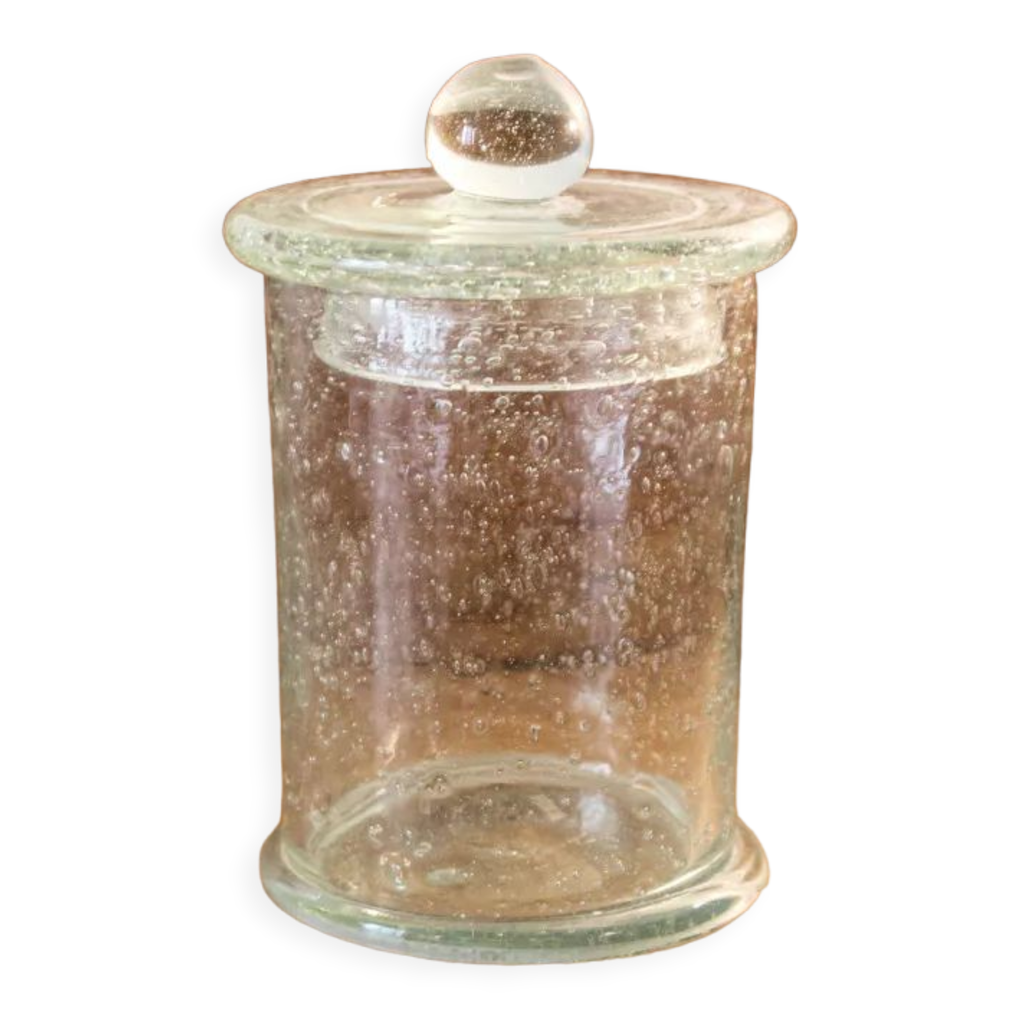 Bubbled glass jar, Biot