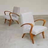 Pair of restored armchairs in large bouclette by Frantisek Jirak for Tatra 1960
