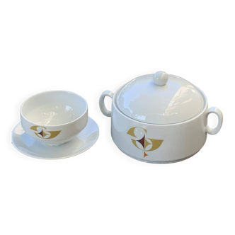 Soupiere et saucière en porcelaine blanche, Schirnding Bavaria, vintage 70