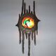1950s Rare Design Iron/Glass Wall Lamp, Czechoslovakia