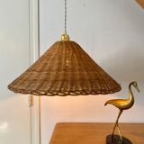 Vintage wicker lampshade suspension