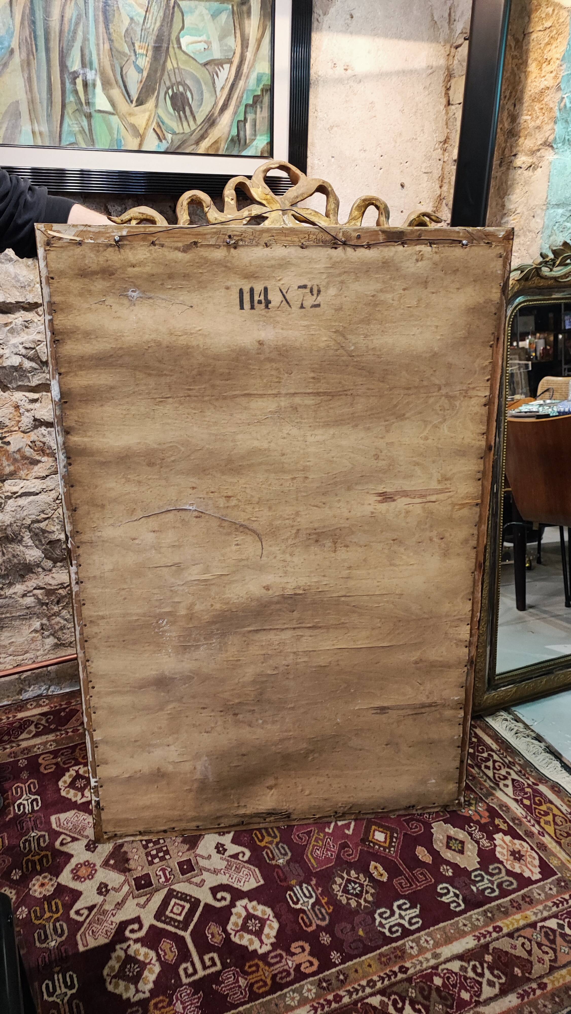 Large gilded mirror with ribbon – Napoleon III period – 136 cm