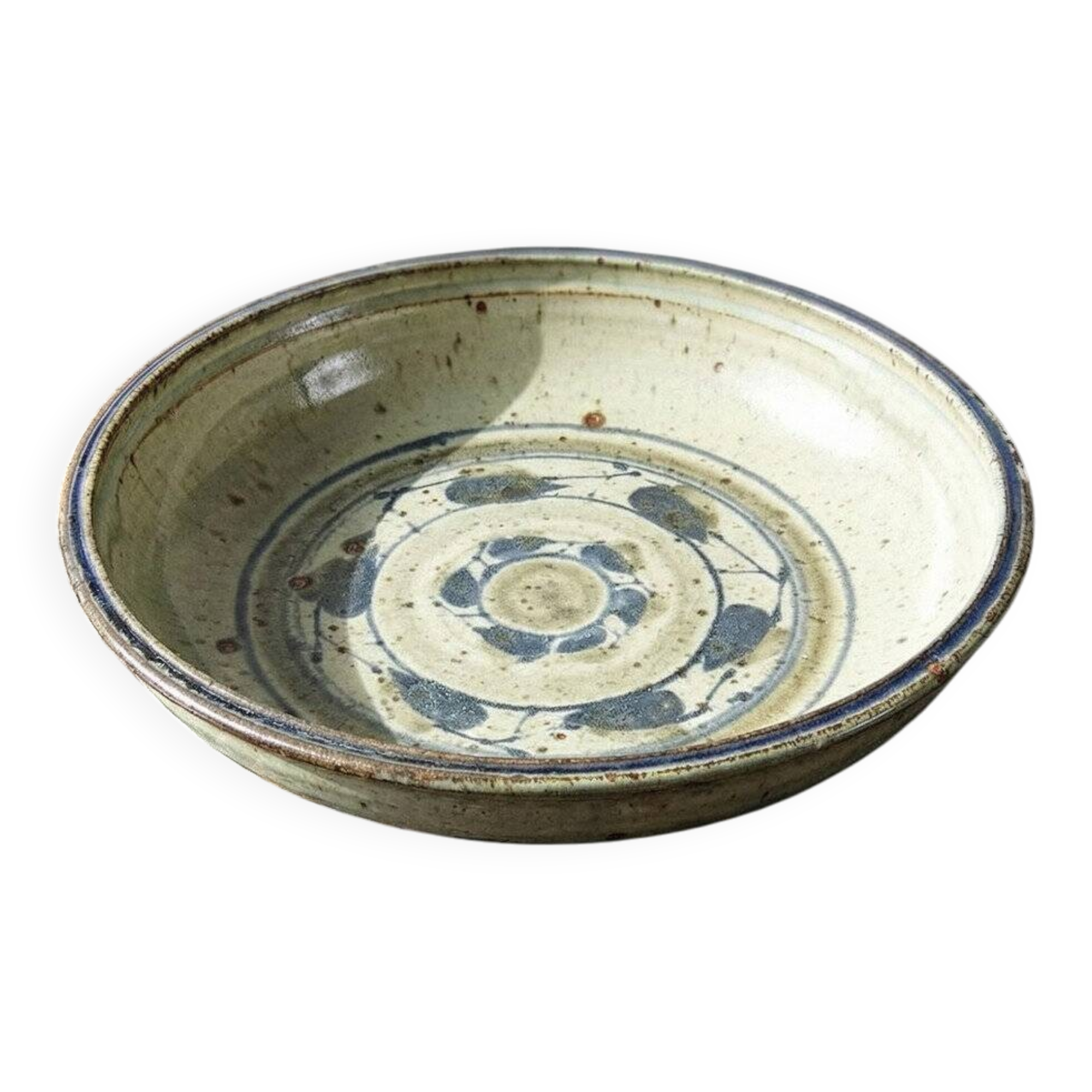 Vintage 1960s-1970s pyrite art stone fruit bowl.