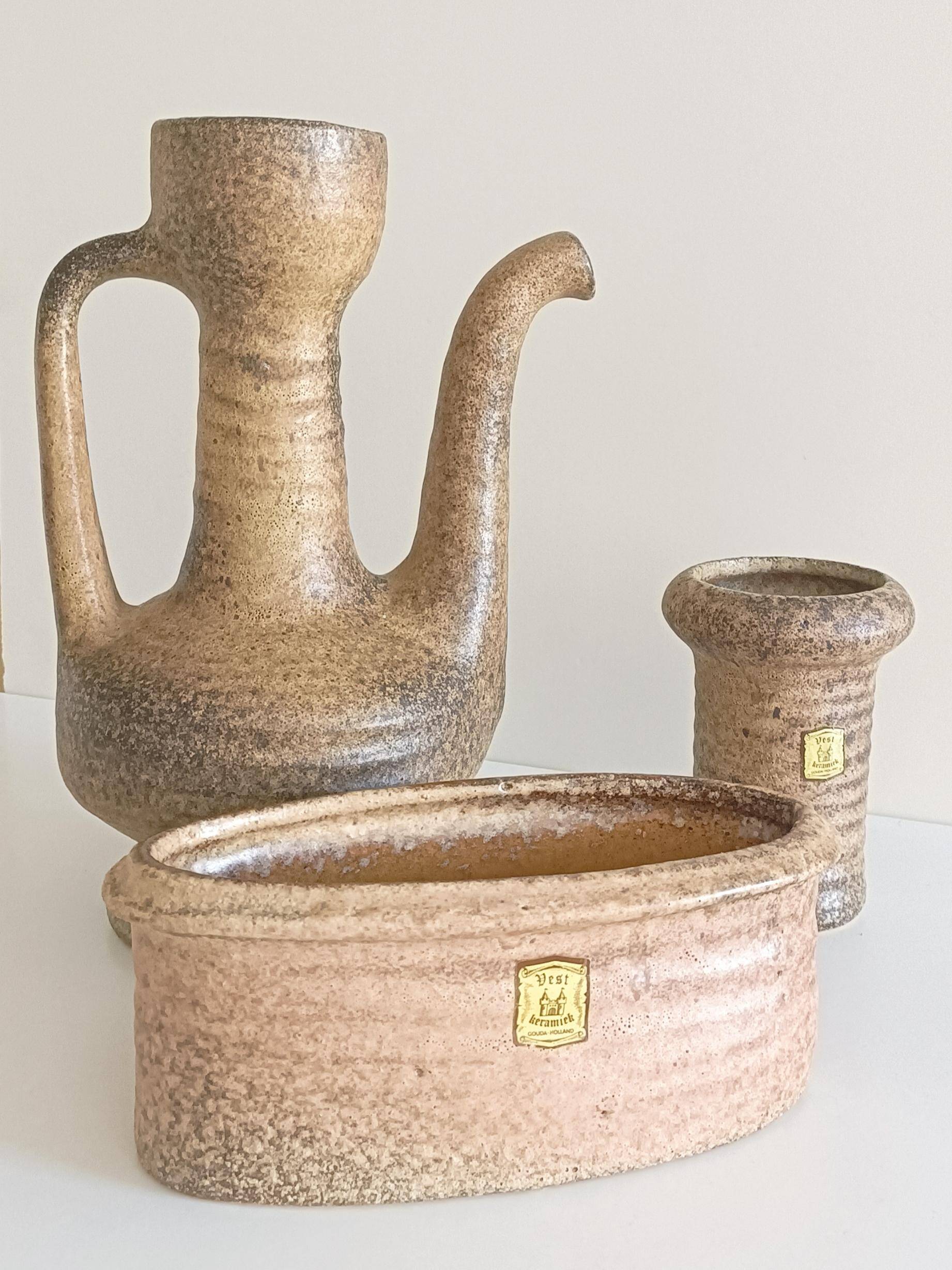 Wabi-Sabi Ceramics Set by Marius Van Woerden, Vest Keramiek, 1960s