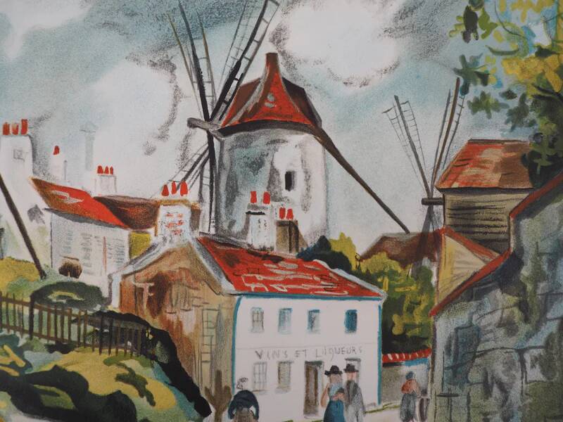 Maurice Utrillo: The Three Mills in Montmartre, signed lithograph