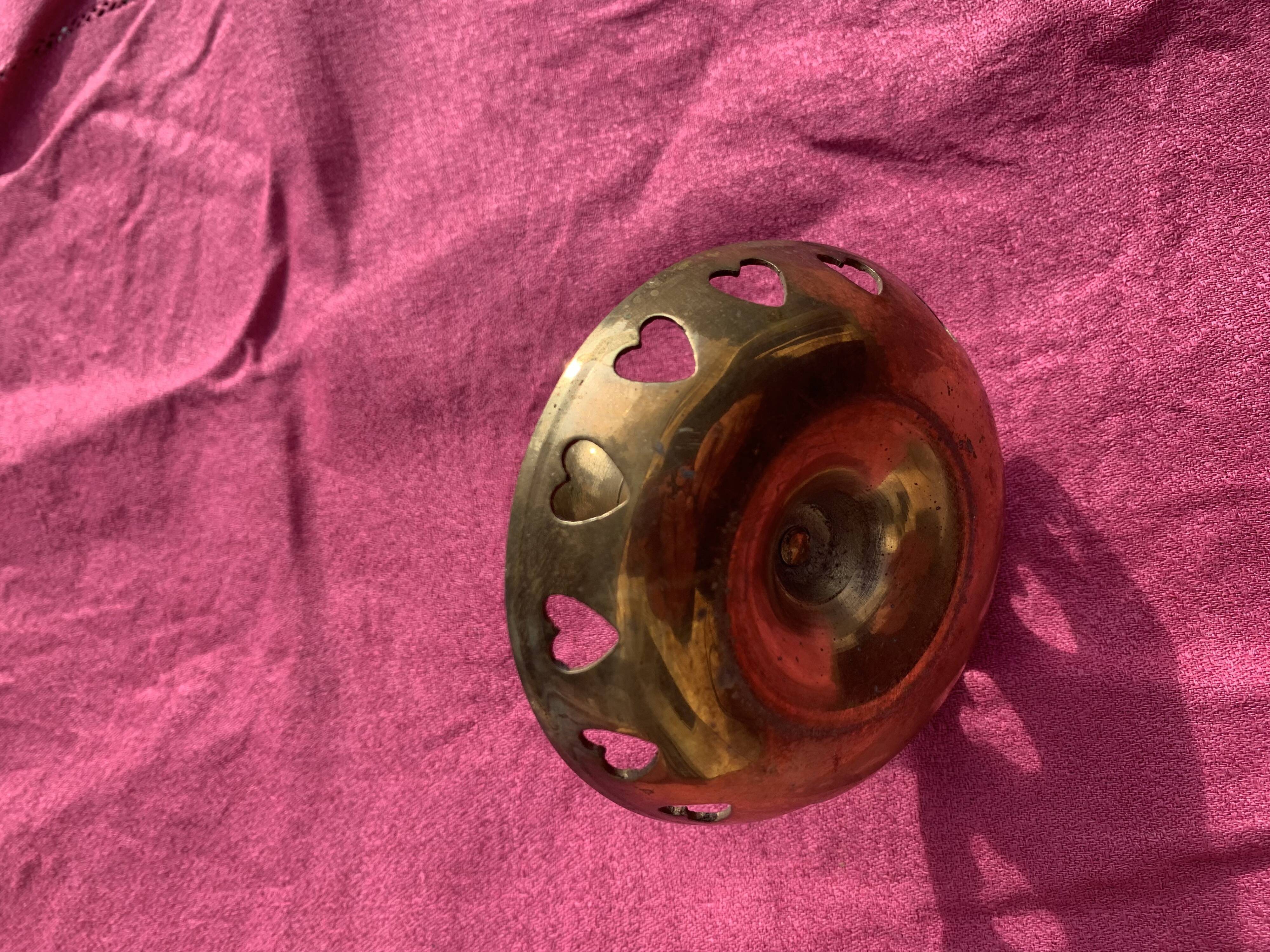Vintage brass heart candle holder