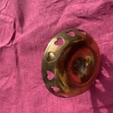 Vintage brass heart candle holder