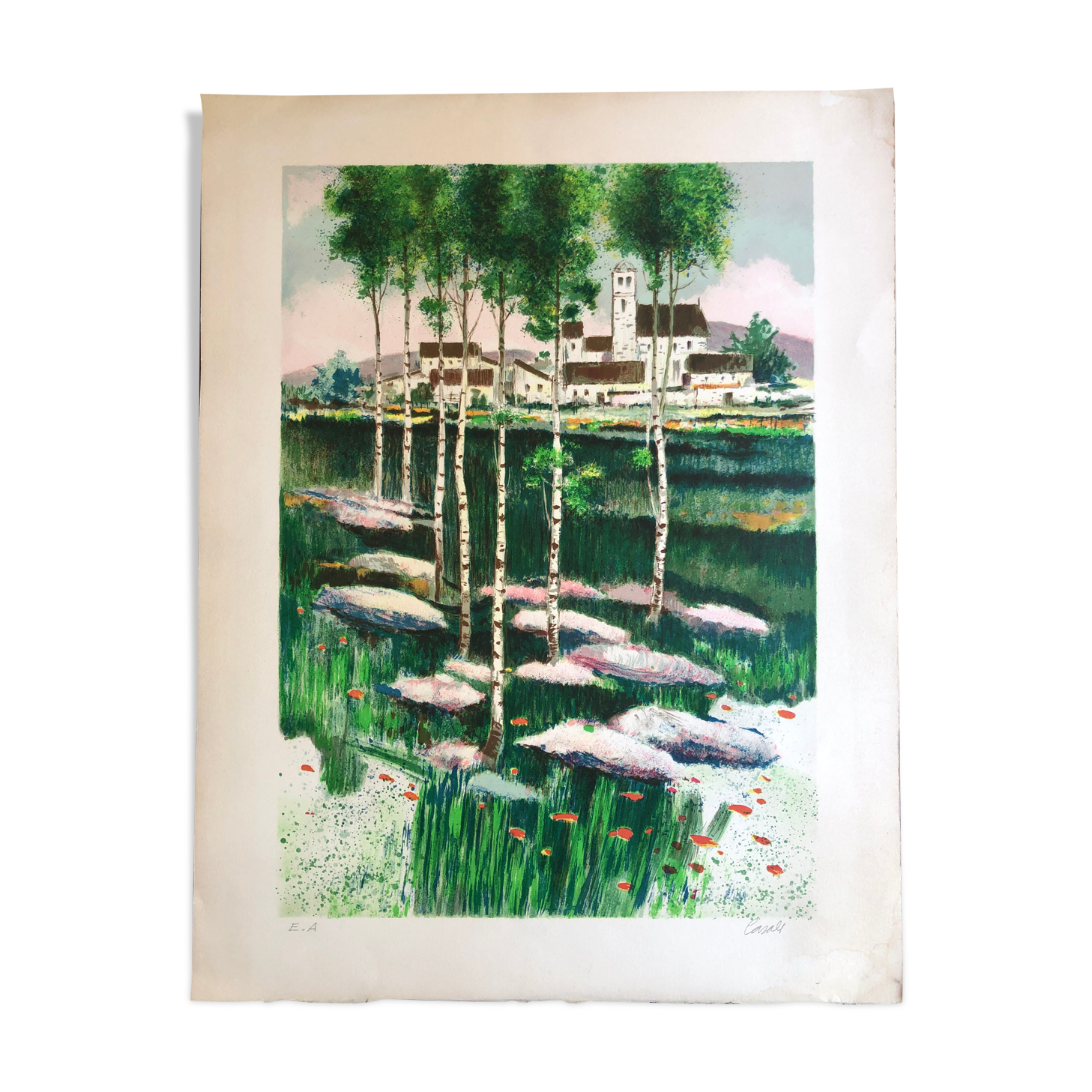 Illustration  paysage vue du village