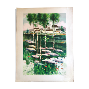 Illustration  paysage - village