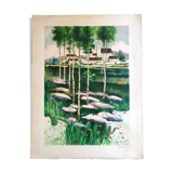 Illustration  paysage vue du village