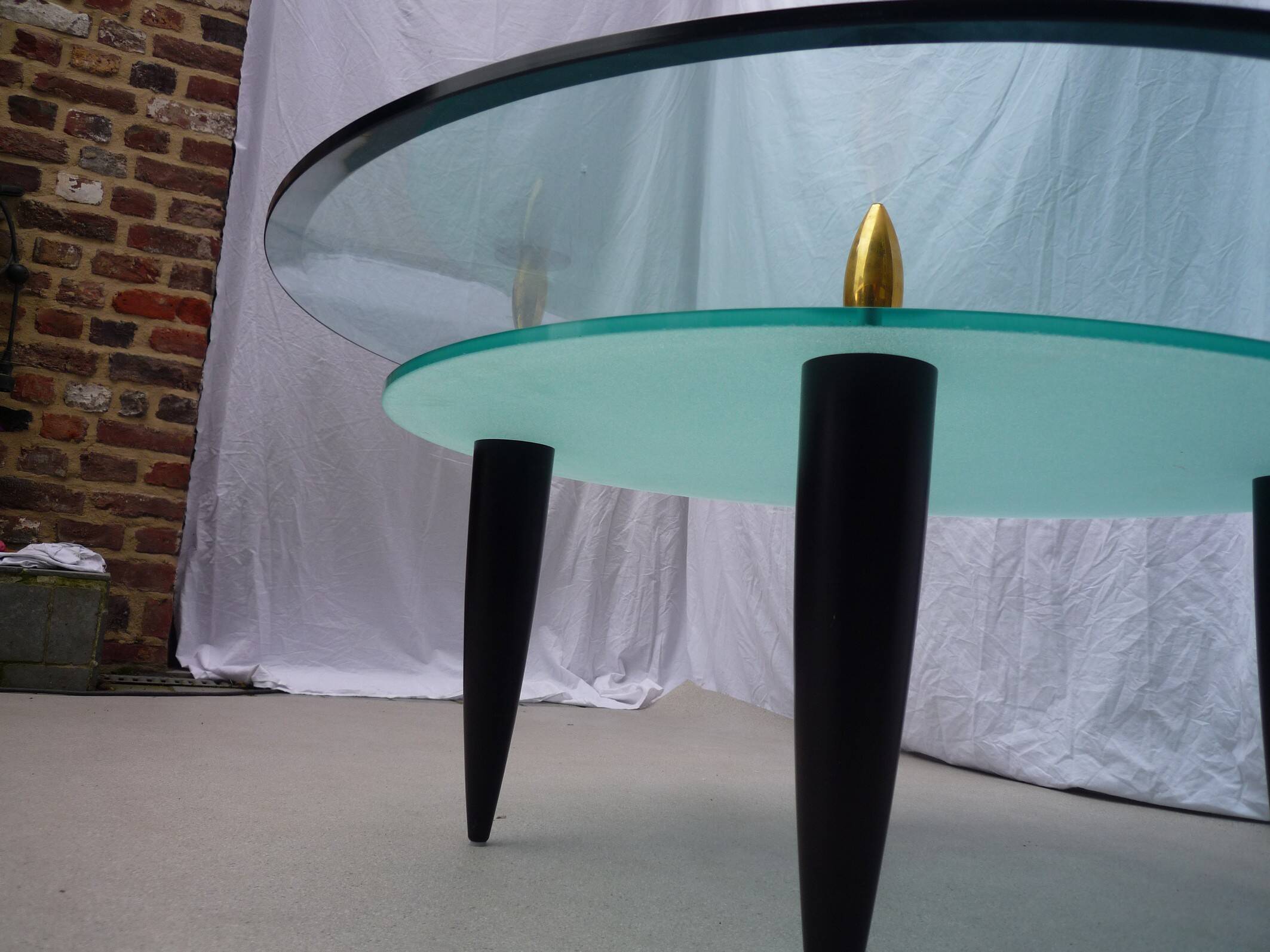 2-tier glass coffee table