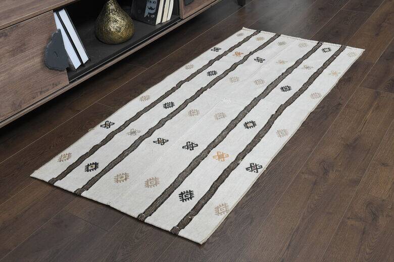 Flat vintage kilim hallway rug