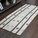 Flat vintage kilim hallway rug