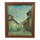 Antique oil painting on faesite early 1900s countryside view