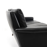 Mid Century Danish black Leather Sofa Set
