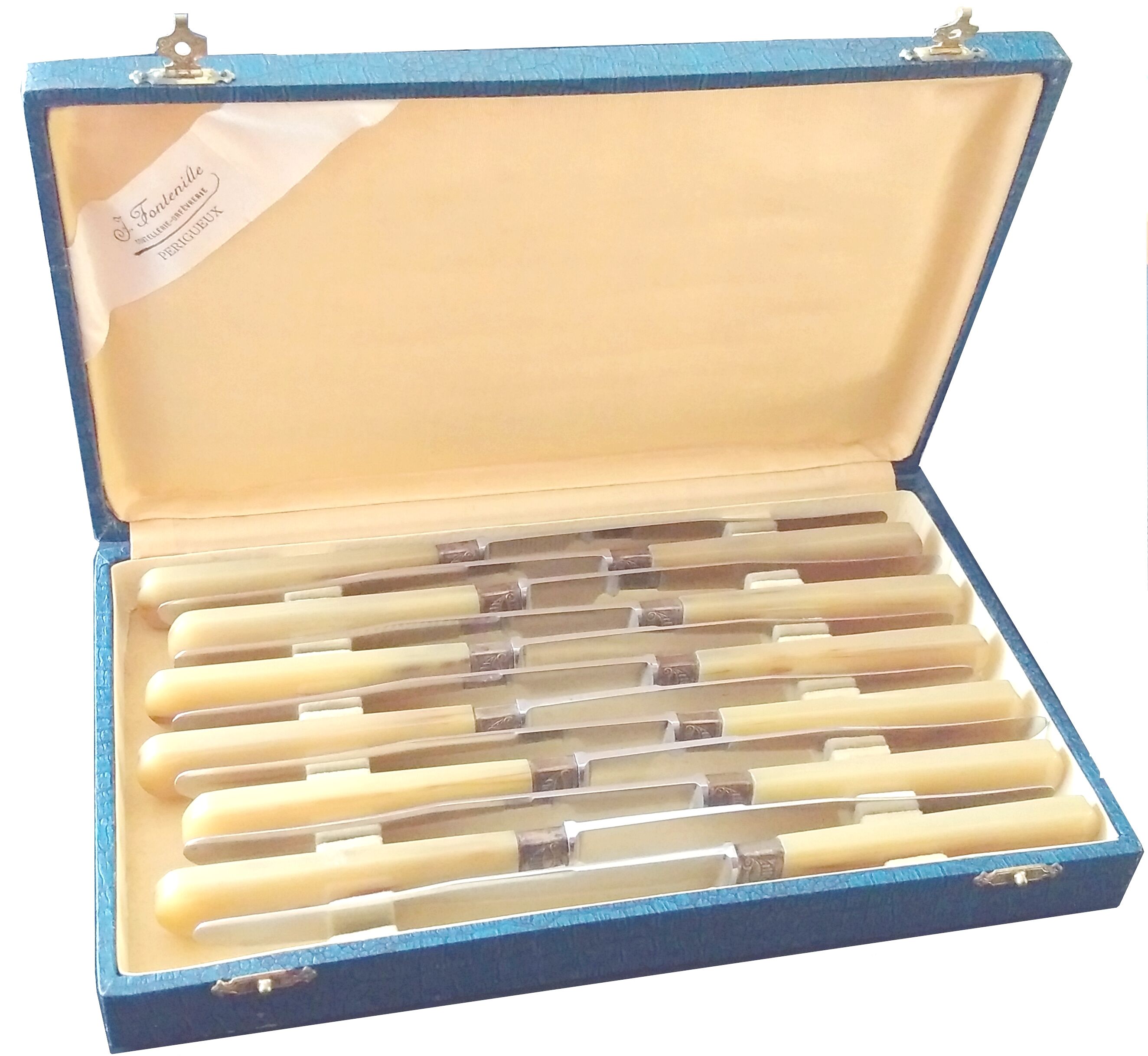 Coffret 12 couteaux anciens acier Fontenille Périgueux
