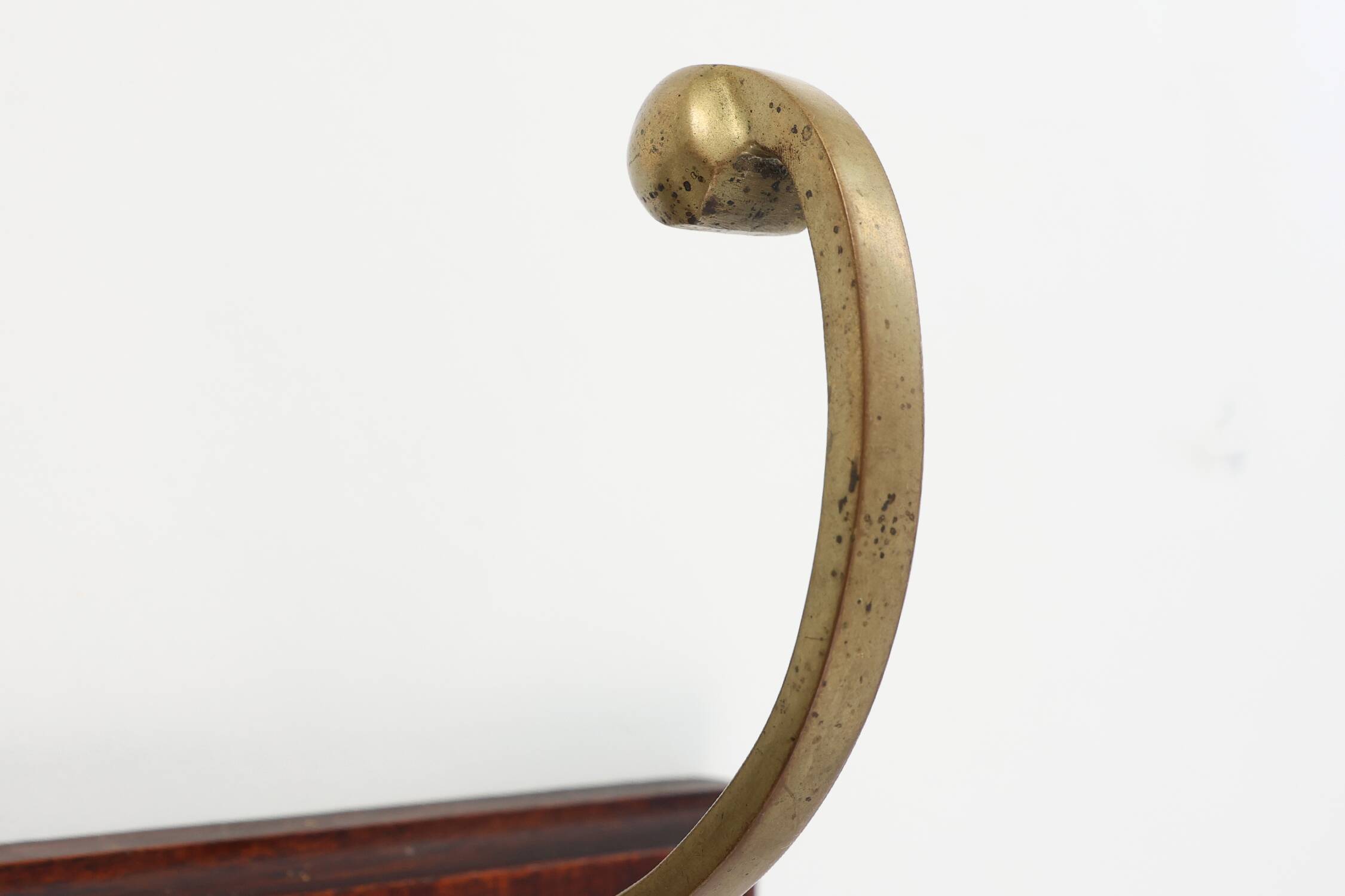 Art Nouveau coatrack in brass and oak, France ca. 1900