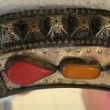Miroir ethnique en os et pierre