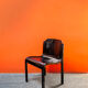 Pair of chairs in black lacquered wood Italy 70s