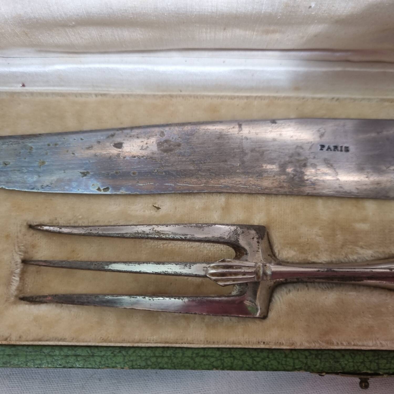 Solid silver meat cutlery